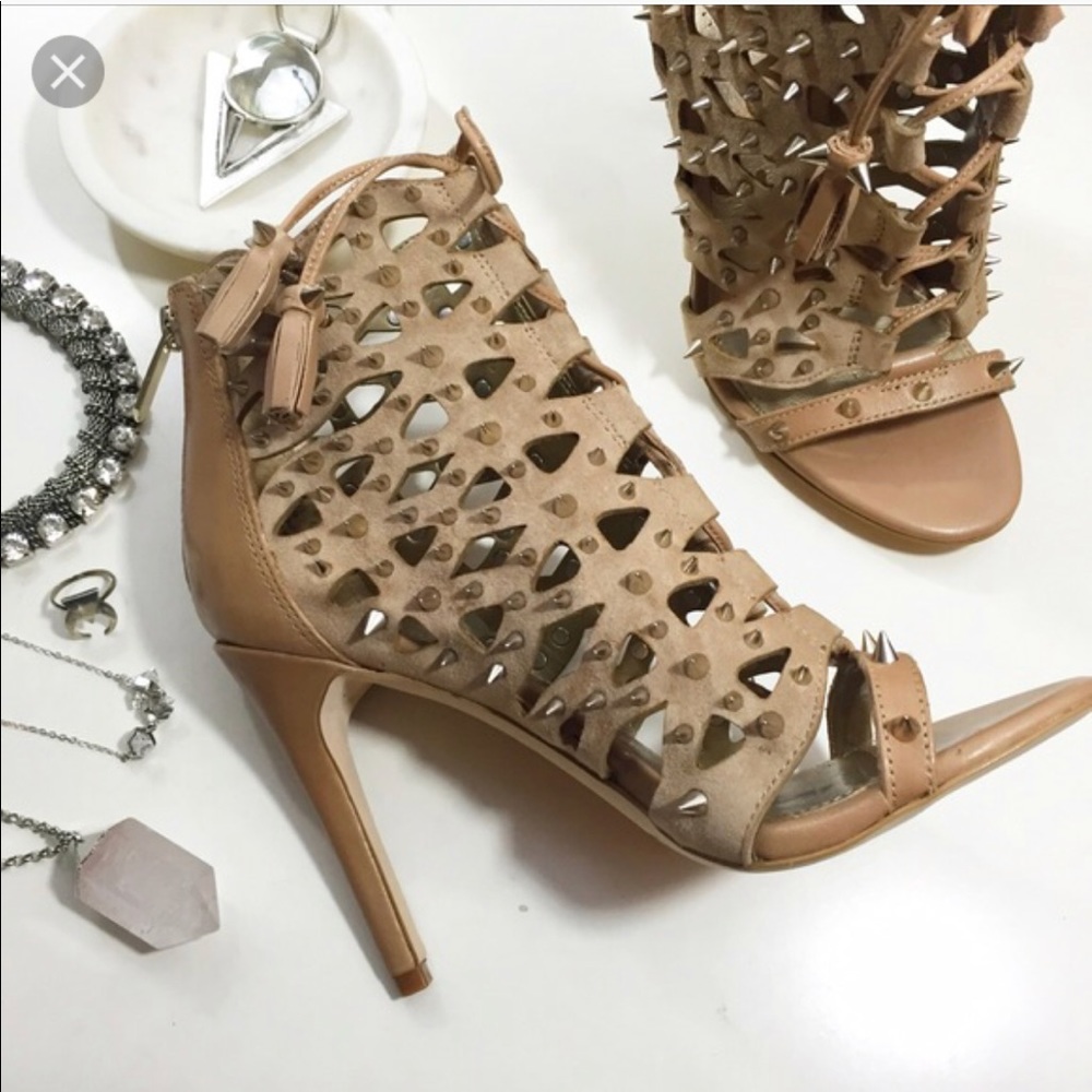 Sam Edelman Nude Spiked Cage Heels